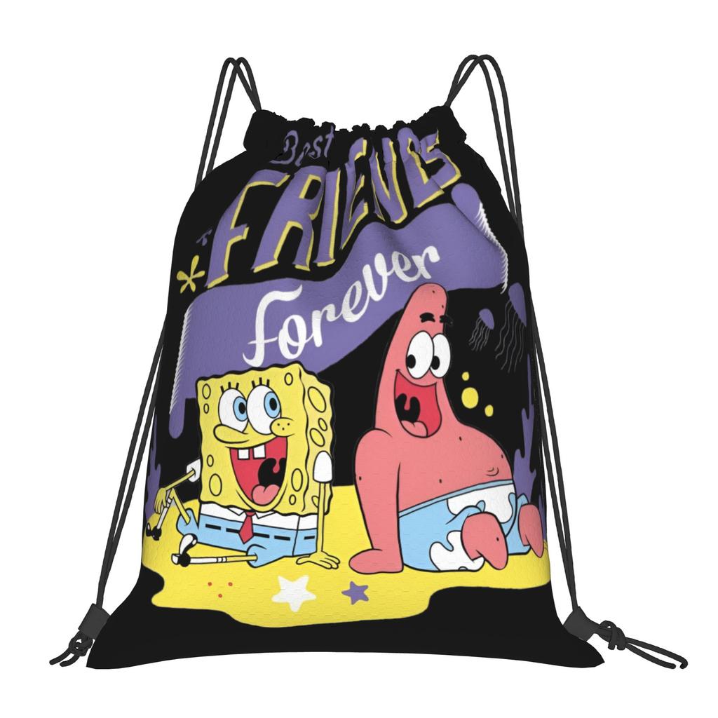 Custom S-Sponges Anime Bobes Drawstring Bags Men Women Lightweight Cartoon Sports Gym Storage Backpack