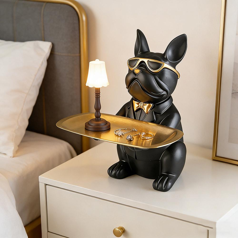 Creative Bulldog Tray Animal Statue Creative Ornament Living Room Bedroom Miscellaneous Storage Home Decoration Gift