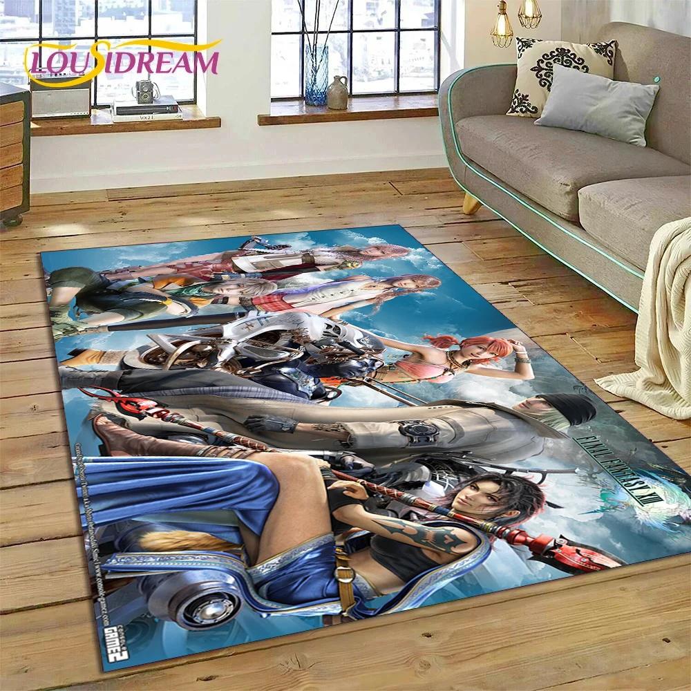 Final Fantasy Serie Spiele Cartoon Teppich für Wohnzimmer Schlafzimmer Heimdekoration, Bodentuch Rutschfest Dekoration für Sofa Fußmatte
