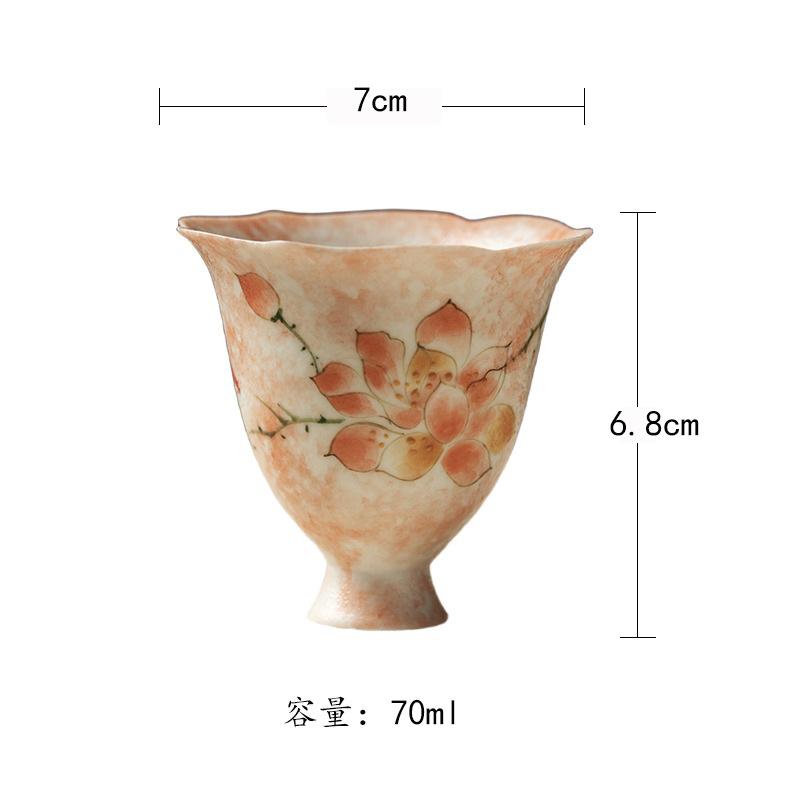 

70ml Hand-painted Magnolia Teacup Aesthetic Tea Bowl Set Of Cups Tea-tasting Personal Cup Chazhan Master Cups Tableware Craft As Your Choose