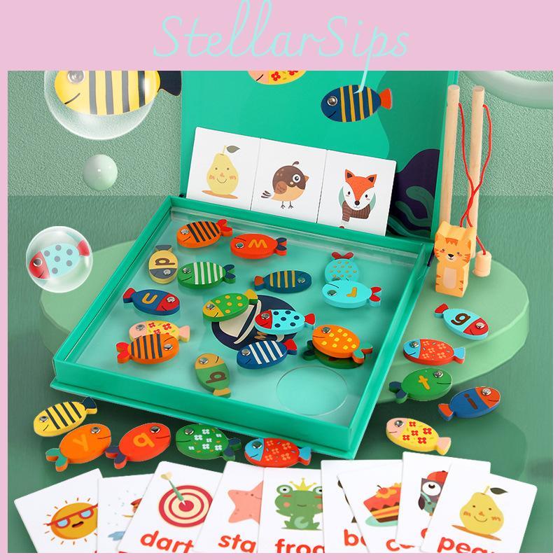 Fishing Magnetic Wooden Puzzle Toys For Childrens Educational Matching Word