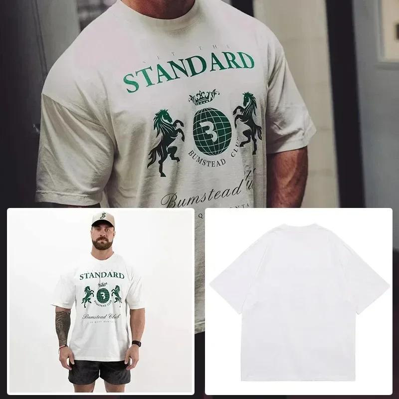 Tričko CBUM Gym Fitness Tričko Volné Oversized Bavlna Muži Krátké rukávy Sportovní trička Letní trénink Cvičení Jogging Ženy Topy