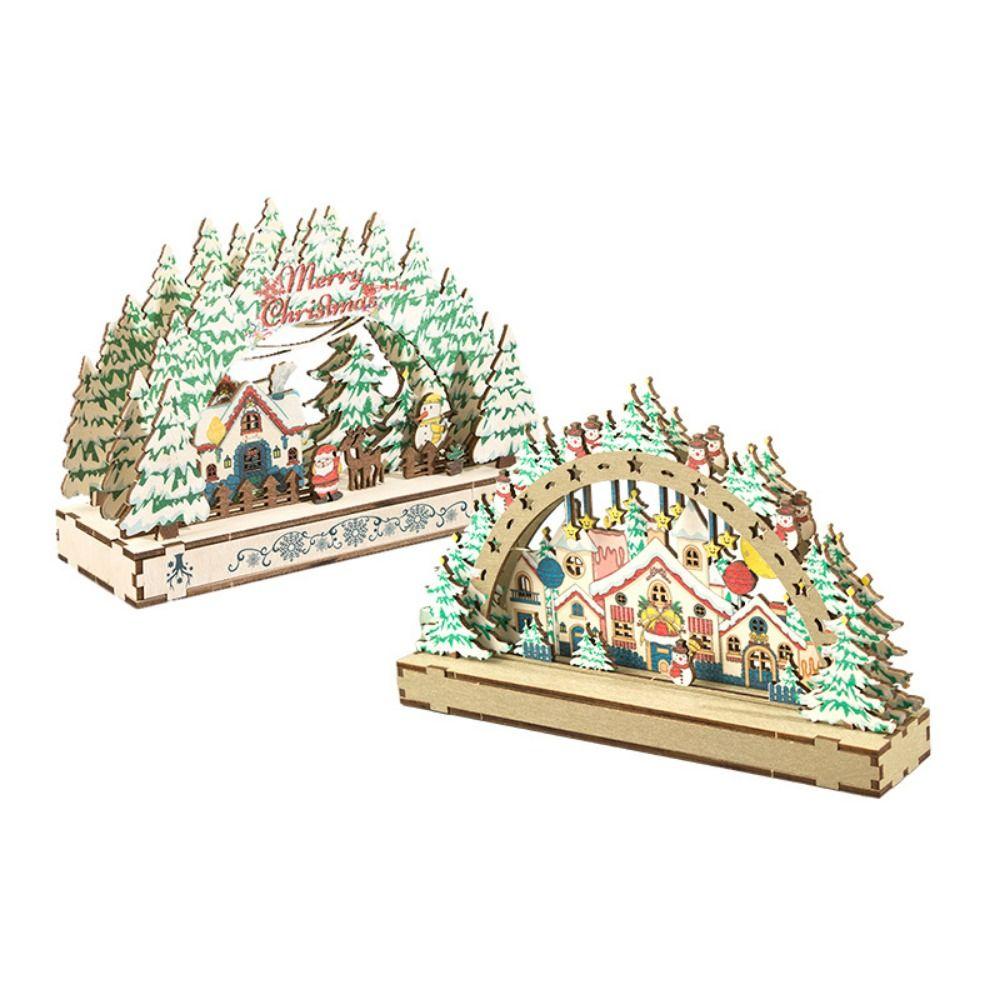 Handmade Christmas Wooden Ornament Xmas Tree Christmas DIY Assemble Xmas Village House  Christmas