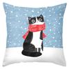 1 Pieces Black and White Cat with Red Scarf Throw Pillow Polyester pillowcase, sofa decorative cushion cov Headboard Pillow