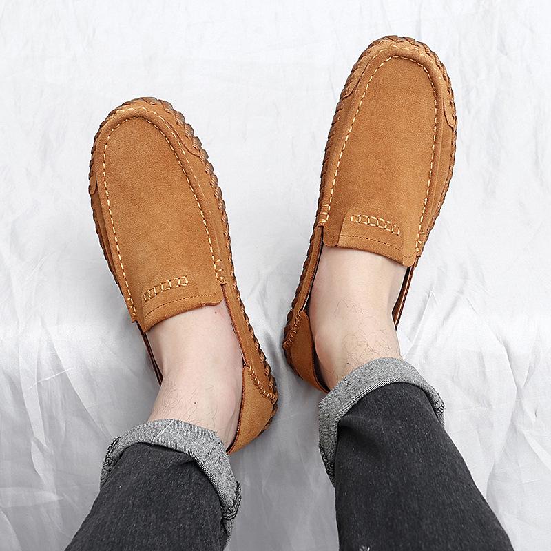 Men's Autumn Suede Hand-stitched Slip-on Loafers: Lightweight & Breathable Low-top Driving Shoes