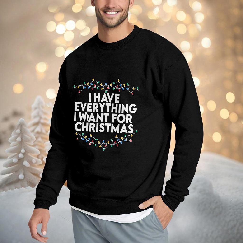 Christmas Print Loose Fit Round Neck Sweatshirt For Men