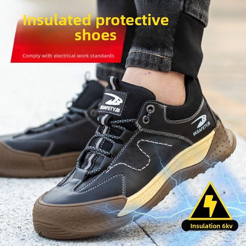 Men's Safety Shoes Insulated Labor Protection Shoes Breathable Anti Smashing Puncture Comfortable Men's Safety Tennis Steel Toe