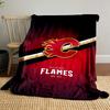 Calgary Flames Logo On Red Background Patterned Blanket, Flannel, Suitable for All Seasons, Home Decor, Warm and Cozy