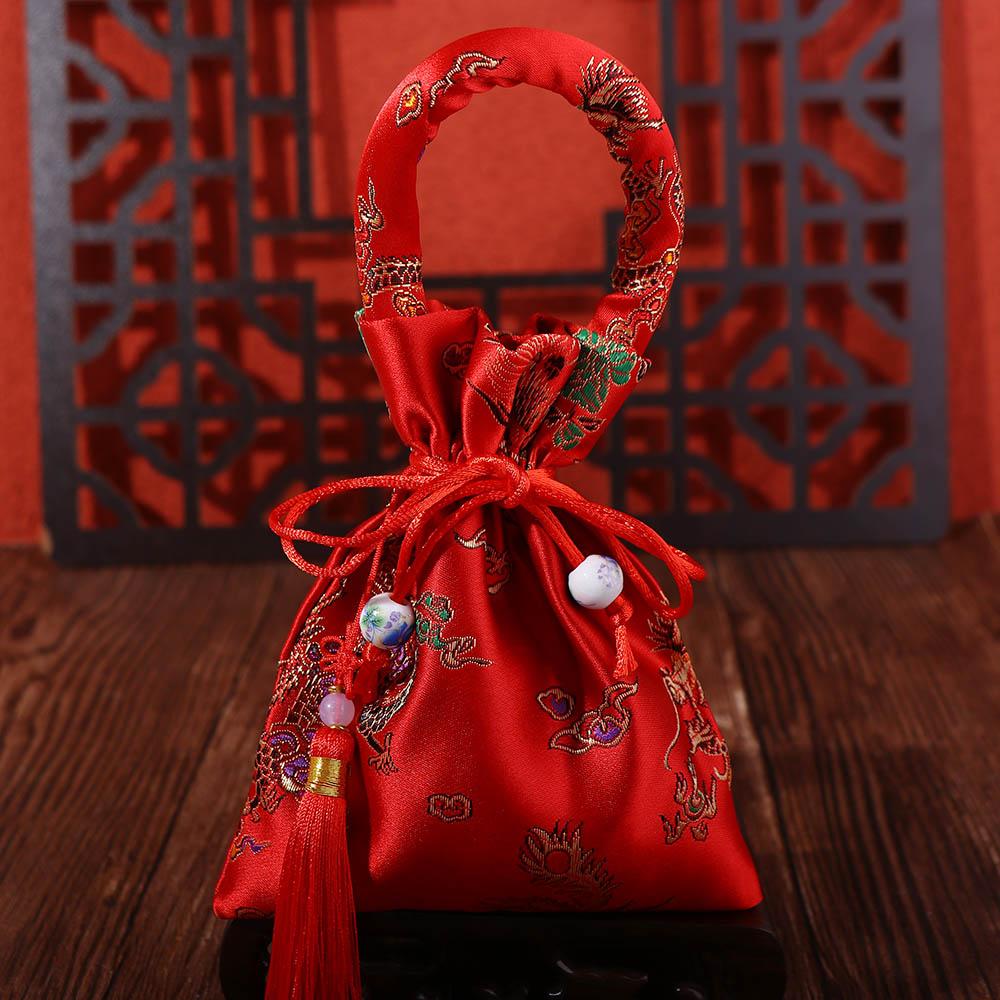Groom Party Supplies With Tassels Chinese Knot Candy Bag Wedding-favor Gift Handle Bag Package Bag