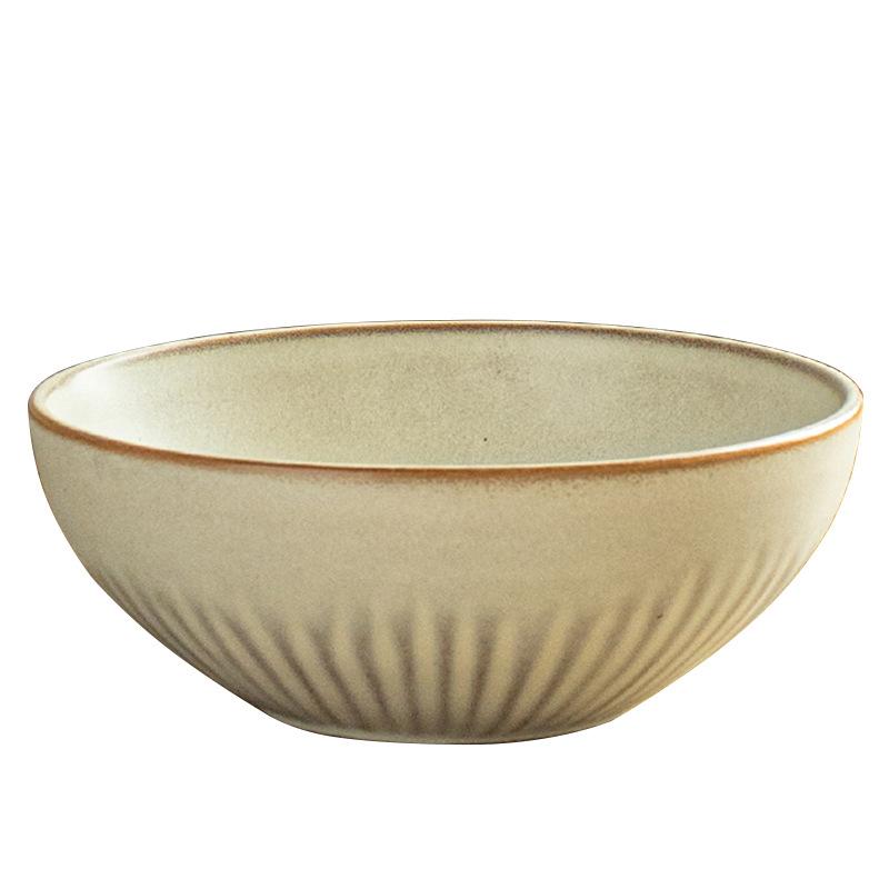 One Person Food Noodle Bowl Big Collection Ceramic Household Bowl Retro Practical Soup Bowl Vegetable Bowl Tableware Round Instant Noodle Bowl