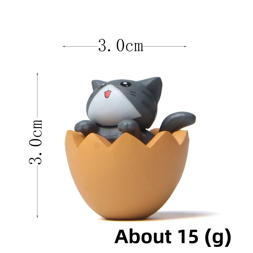 Eggshell Cute Cartoon Cat Mini Model Ornament For Landscape Prop Decoration