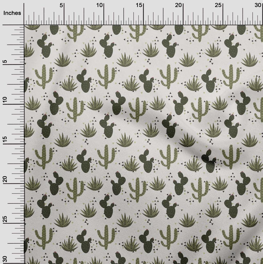 oneOone Georgette Viscose Dark Olive Green Fabric Cactus Sewing Material Print Fabric By The Yard 42 Inch