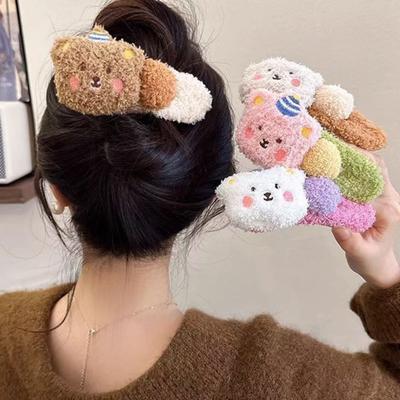 Colorful Lamb Headband Anti-Slip Soft Plush Face Washing Hair Pin Cartoon Bear Decor Makeup Hair Hoop