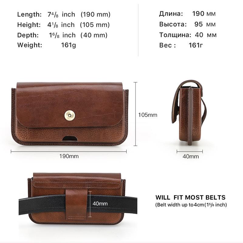 Black Angel Italian Leather Waist Pack for 6.9-inch Phones