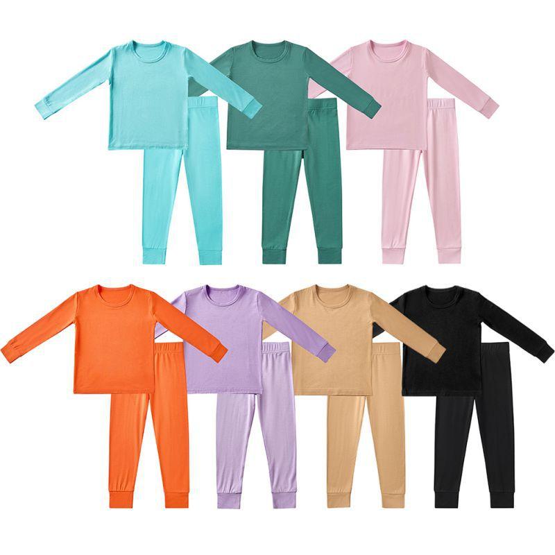 1-12 år Barn Ensfarvet Genser og Bukser Pyjamassett Casual Loungewear