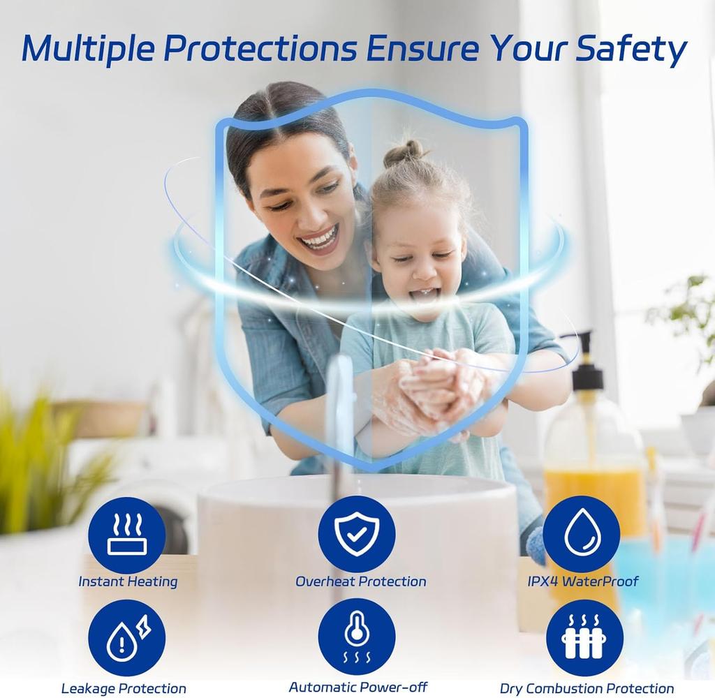 Tankless Water Heater Electric 110V, 3000W Instant Electric Water Heater, Under Sink Water Heater with Digital Display, Hot Water Heater Electric