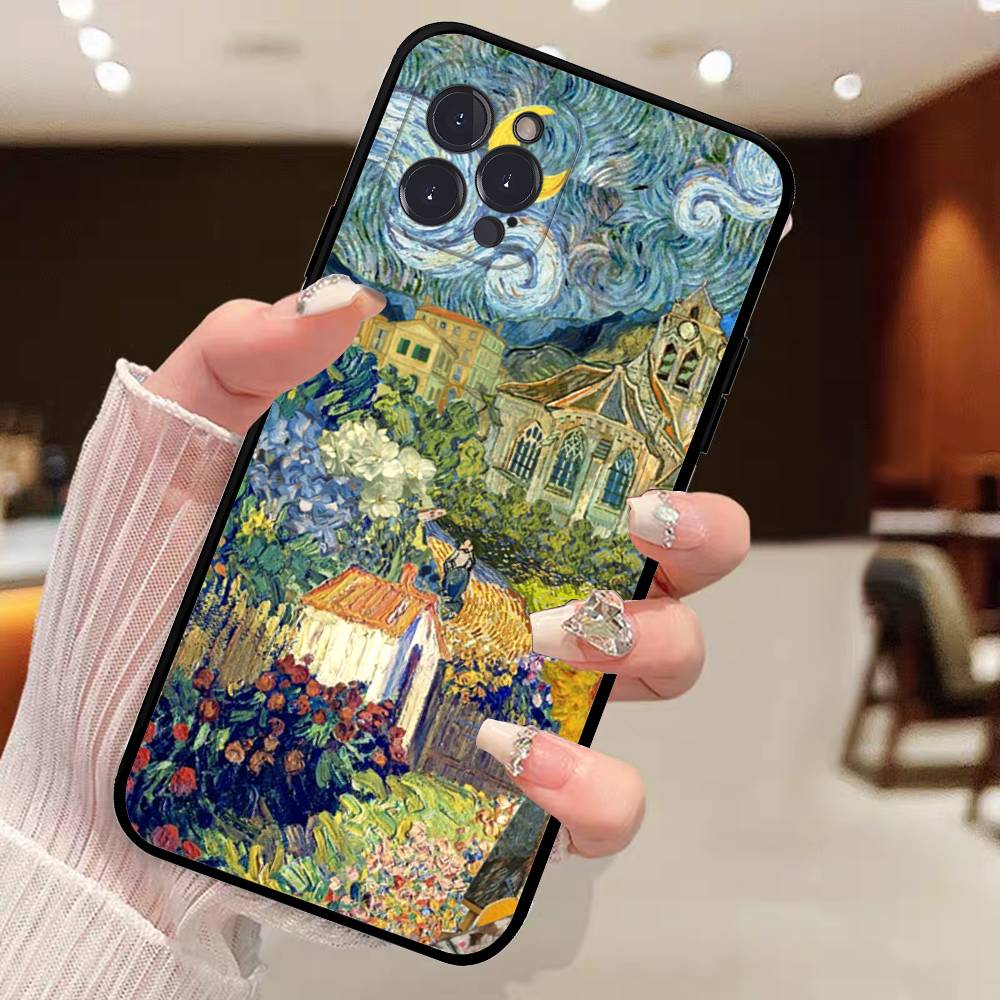 Vincent Van Gogh Oil INS Phone Case For iPhone 17 16 15 14 11 12 13 Pro Max Plus Mini Soft Back Cover