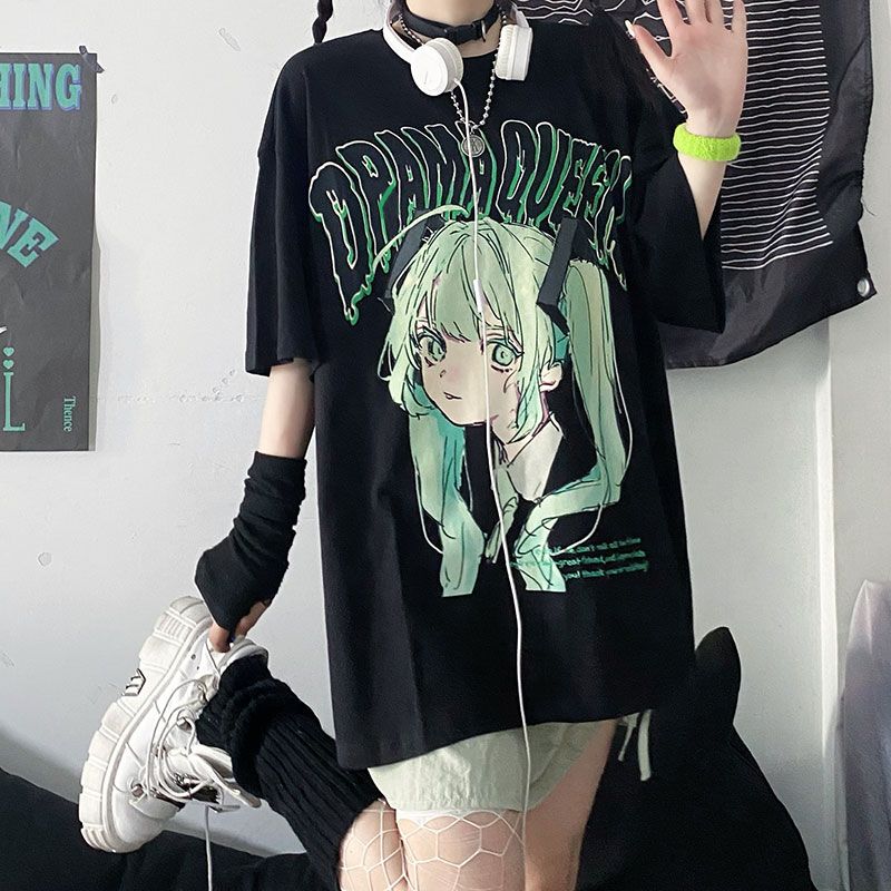 Cartoon Graphic Printed T-shirt Women Men Oversized Y2k Short Sleeve High Quality Streetwear Harajuku Male Female Clothing