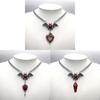Gothic Vampire Bat Pendant Necklace With Alloy Bloodstone Charm For Women