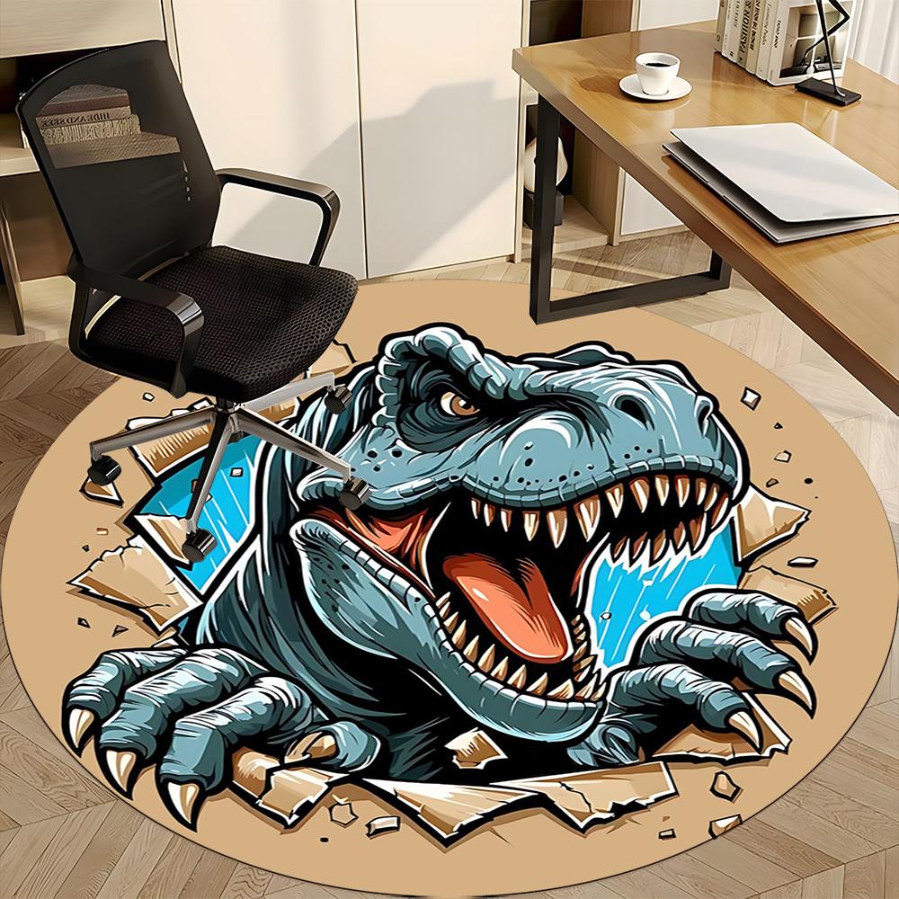 1pc Dino Breakthrough Office Round Area Rug, Under Office Chairs Bedroom Living Room Home Decor, Room Deco, Available in Various Sizes 041