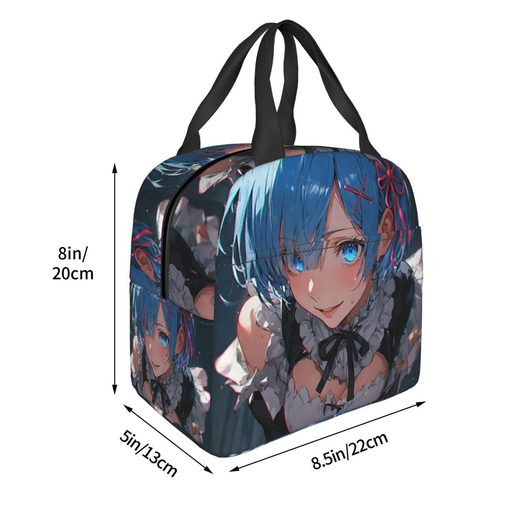 Sexy Cute Rem Anime Insulated Lunch Bag for Women Kids Portable Food Boxes Thermal Lunch Box Tote