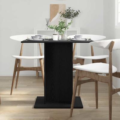 Dining Table Black Oak Look 80 X 80 X 75 Cm Engineered Wood