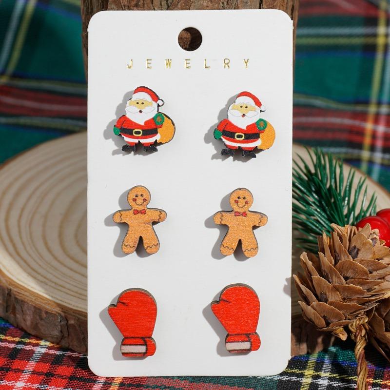 Christmas stud earrings new elk windmill old man snowman gloves earrings set combination earrings women