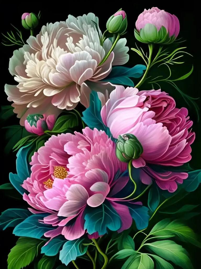 DIY Diamond Painting Colorful Peony Needlework Mosaic Flower Cross Stitch Diamond Embroidery On Clearance Handmade Gift