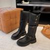 Brown boots Maillard boots women's thick legs 2025 new summer retro two wear thick-soled high knight boots