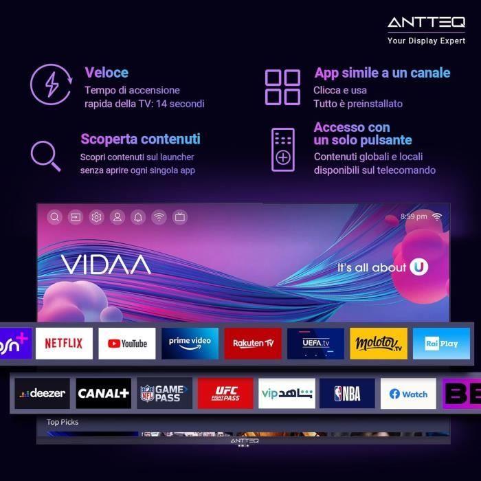Smart TV 24 Zoll - ANTTEQ - AV24H3 - WiFi - Triple-Tuner DVB-T2/S2/C - DLED 1080p