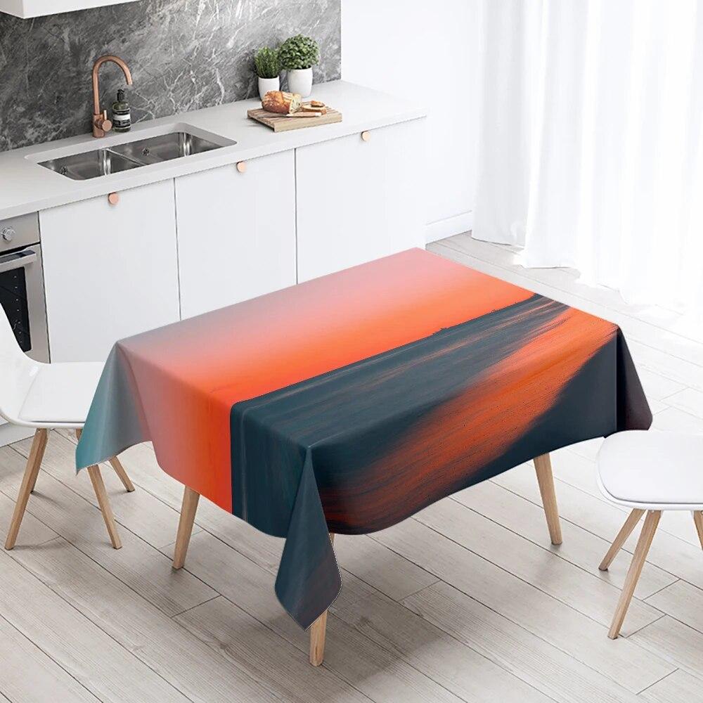 Nature Scenery Tablecloth Beach  Printed  Party Restaurant Table Decoration Stain Resistant & Waterproof