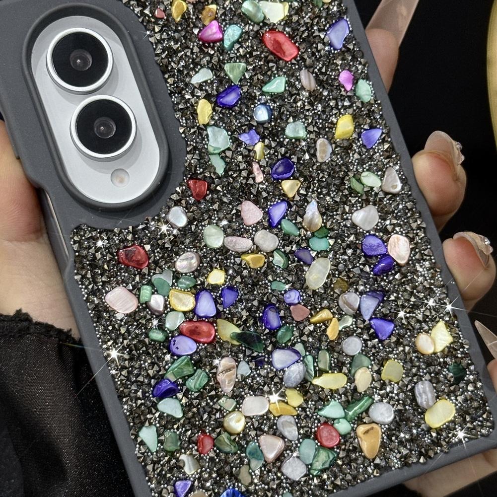 Glitter Multicolor Stone Phone Case For Samsung Z Fold 8 Fold8 Ultra Galaxy Z Fold 7 6 5 4 Sparkling Rhinestone Protective Cover