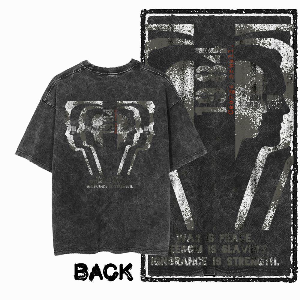 G02 Back Print Cotton Big Size 1984 Graphic Men T-shirt | Acid Washed  Streetwear Cool Vintage O-neck Men's Tee Tshirt