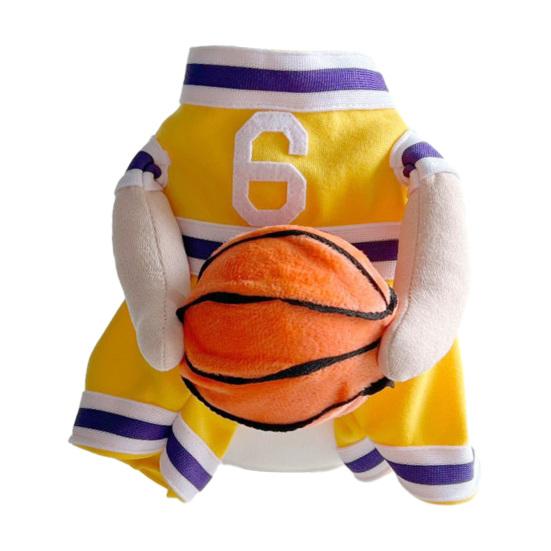 Dog Basketball Player Costume Funny Outfit with 3D Ball Cute Pet Basketball Apparel for Cosplay Photoshoot Festive Costume