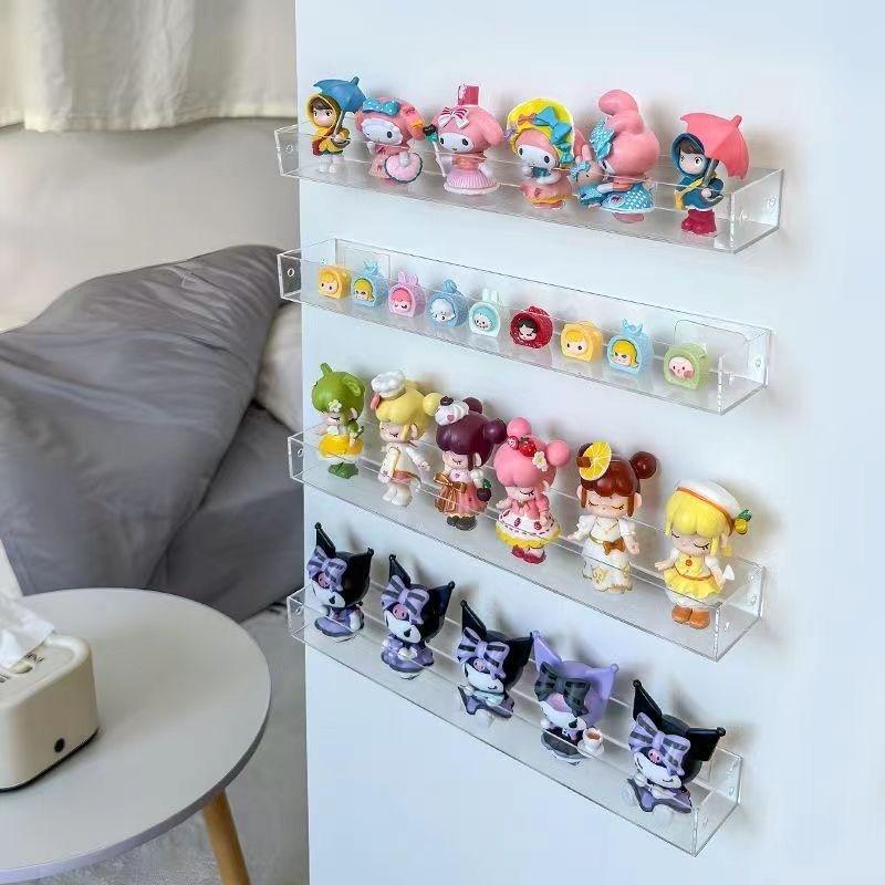 Transparent Acrylic Figure & Badge Display Stand with Wall-Mounted Storage
