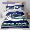 Name Custom Vancouver Canucks Pattern Bedding Set Quilt Cover Pillowcase Home Decor Gift (1 * Duvet Cover + 2 * Pillowcase, Without Core)
