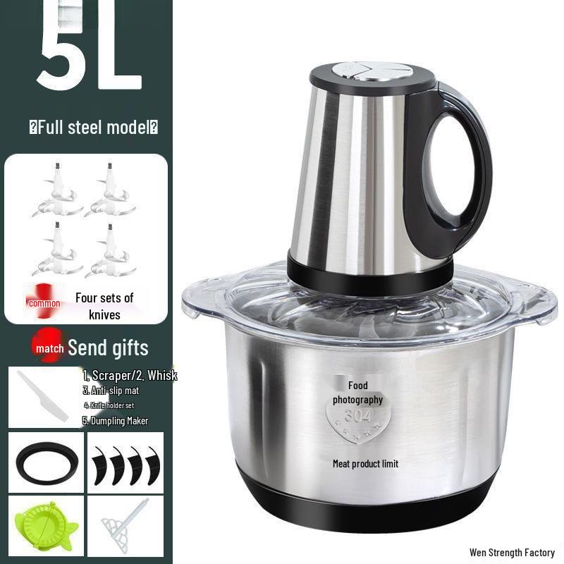 Upgraded Electric Meat Grinder & Food Processor: Dough Mixer, Blender, Dumpling & Chili Filling Machine - Free Shipping