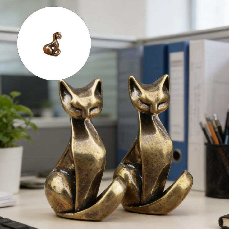 Delicate Cast Bronze Cats Figurine Fashionable Cats Sculpture Ornament Decorative Item For Coffee Table Bedsides Cabinet