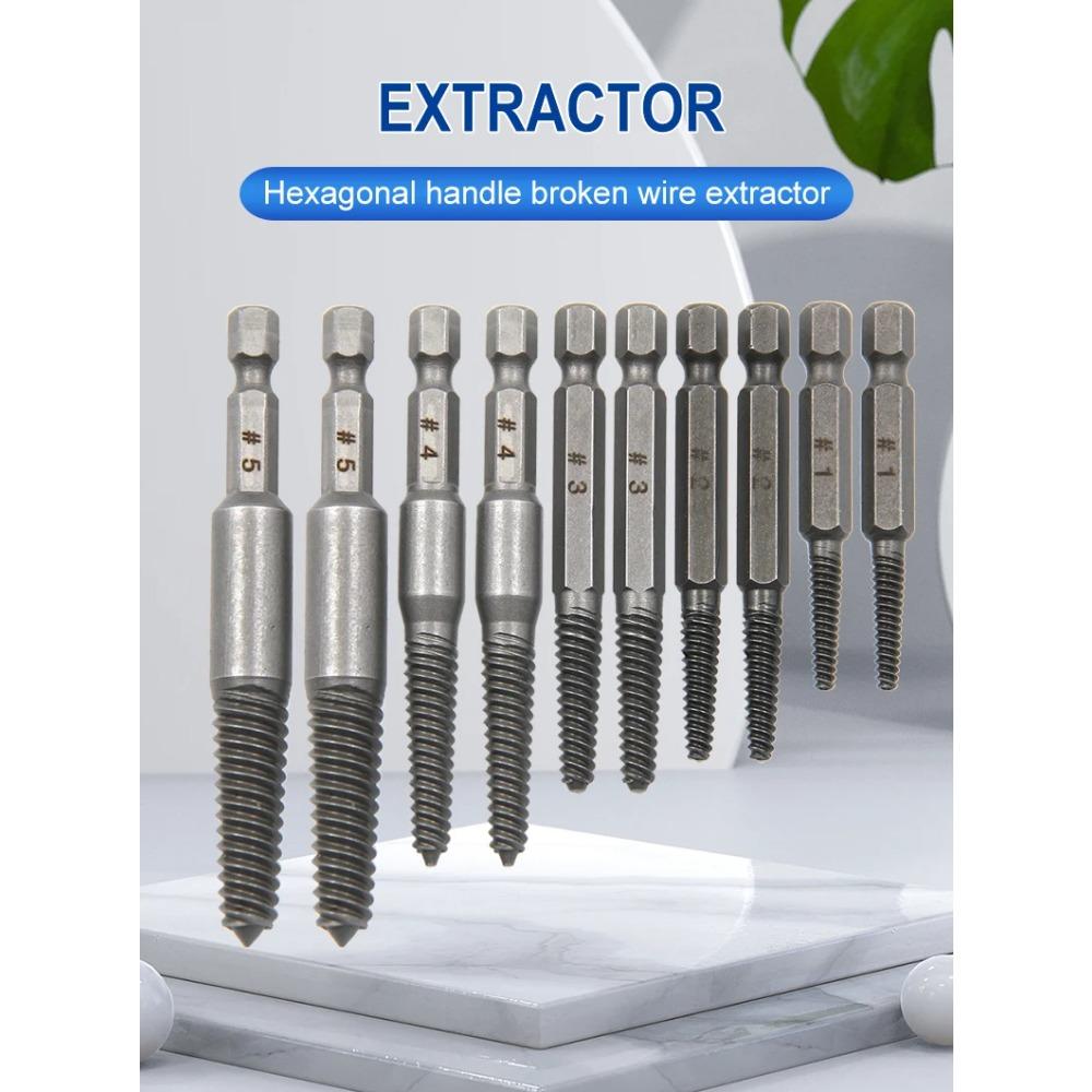 6/10Pcs Screw Extractor Center Drill Bits Guide Set Broken Damaged Bolt Remover Hex Shank And Spanner For Broken Hand Tool