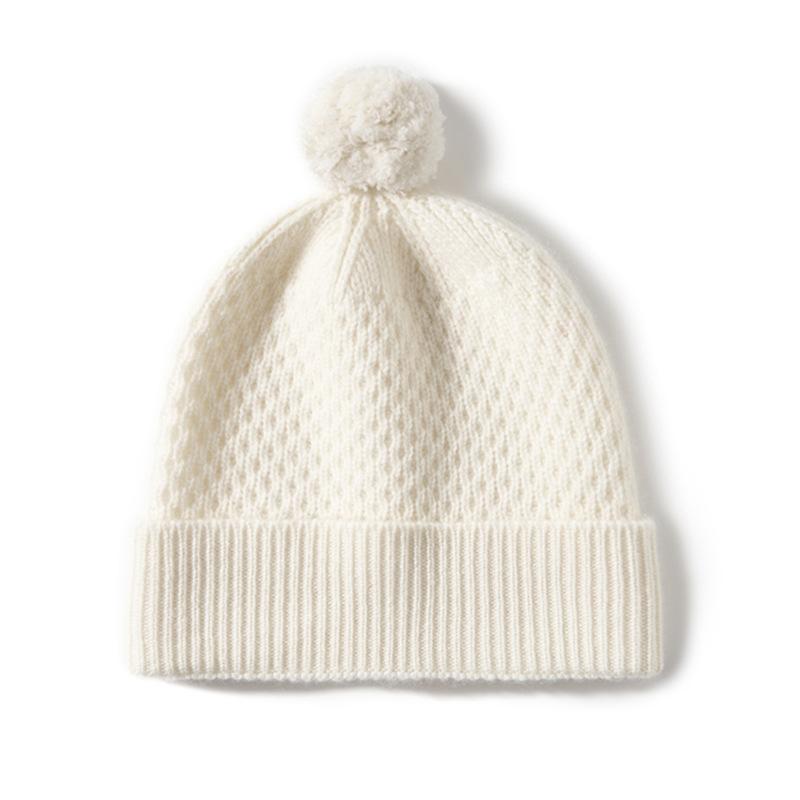 Children's Hat Cashmere New Women's Honeycomb Outdoor Warm Fur Ball Ear Hat Knitted Casual Hat