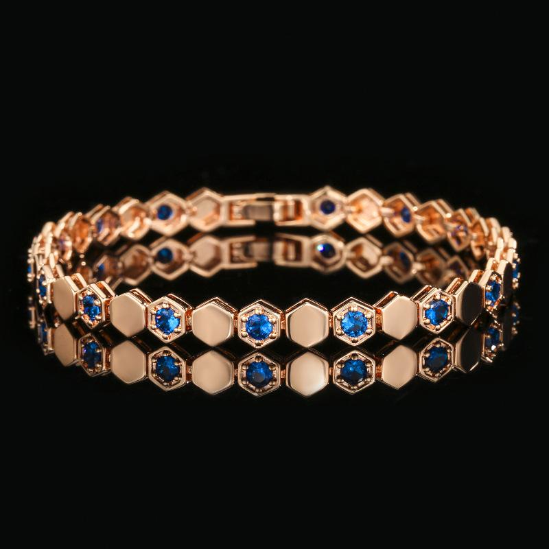 Jewelry Retro Simulation Corundum Light Luxury Full Diamond Champagne Bracelet Main Stone 3Mm