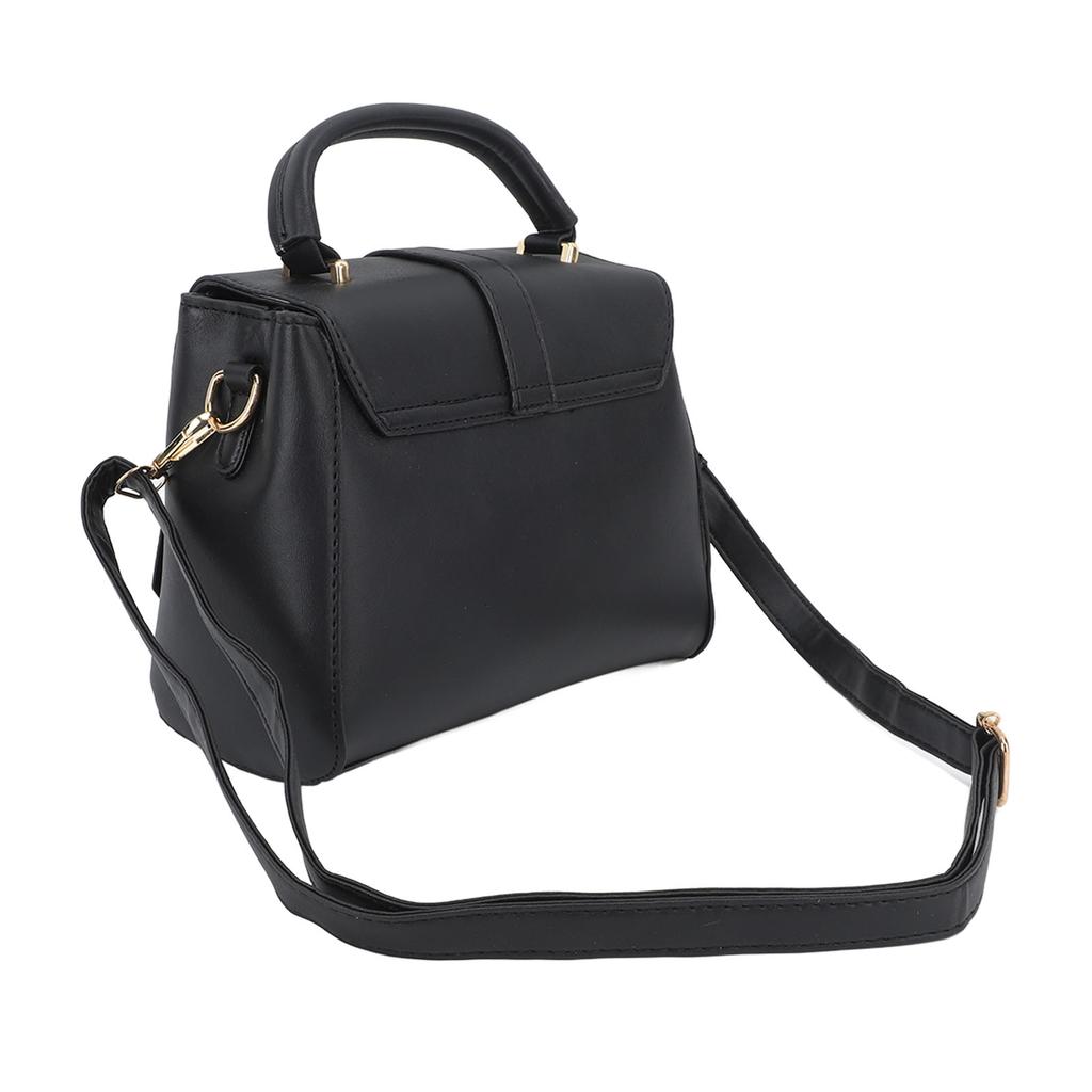 PU Messenger Handbag Stylish Vintage Women Shoulder Bag with Multiple Pockets Adjustable Strap Black Free Size