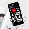 Swim Bike Run Triathlon Case For iPhone 15 16 14 13 12 11 Pro Max Mini Cover X XR XS 8 7 14 15 16 Plus Accessories