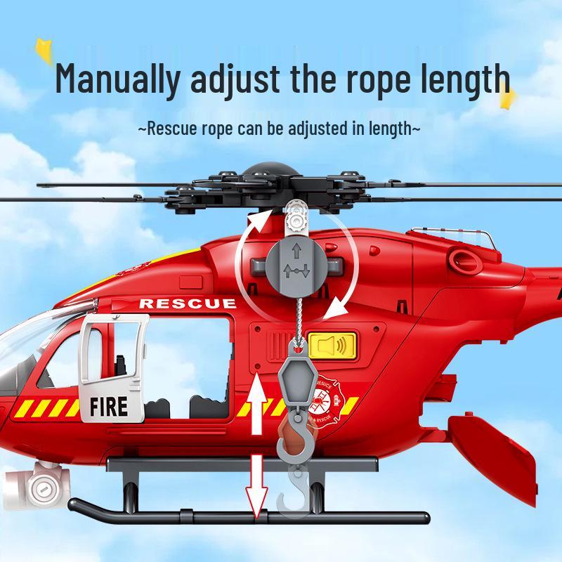 Children's Pull Back Police & Fire Rescue Helicopter Toy with Rotating Propeller - Simulation Model for Boys