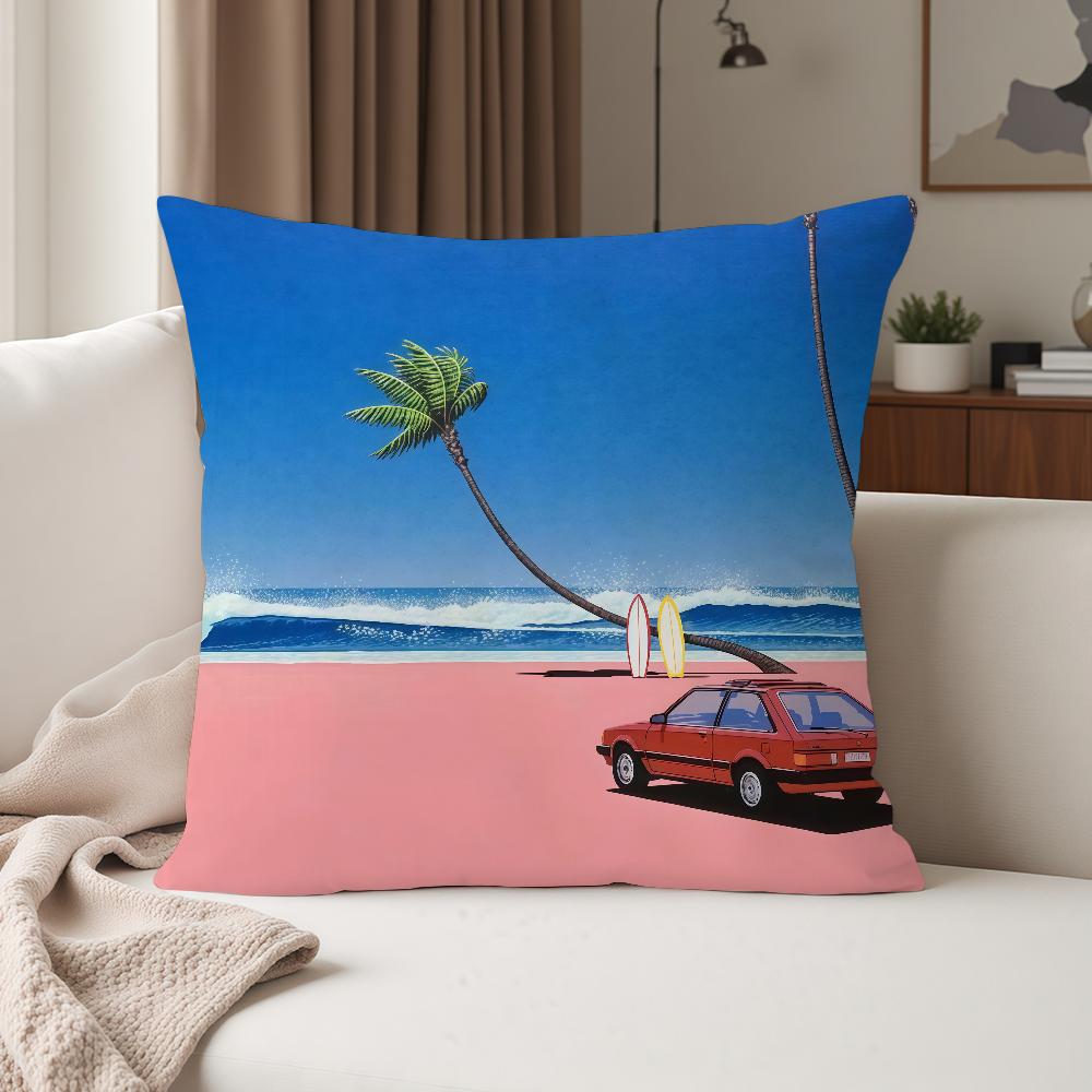 Hiroshi Nagai Vaporwave Japan Pillow Case Suitable For Bedrooms Living Rooms Cars Home Decoration