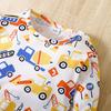 Infant Baby Boy Cute Cartoon Truck Full Print Bodysuit Comfy Long Sleeve Romper