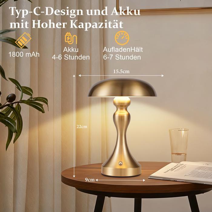 Lampe de table - NETTLIFE - Sans fil tactile - Jaune - LED dimmable 3000K - Batterie rechargeable USB