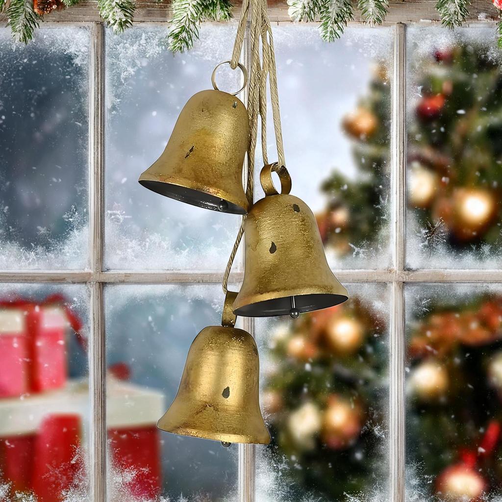 Christmas Bell Ornaments Party Decorations Rustic Holiday Decor Gold Vintage Christmas Bells Tree Ornaments For Outdoor Window