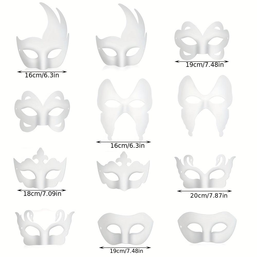 2/12/20/24 Pcs Halloween Mask DIY Paintable Blank Mask Paper Art Masks DIY Painting Masks For Masquerade Cosplay Party