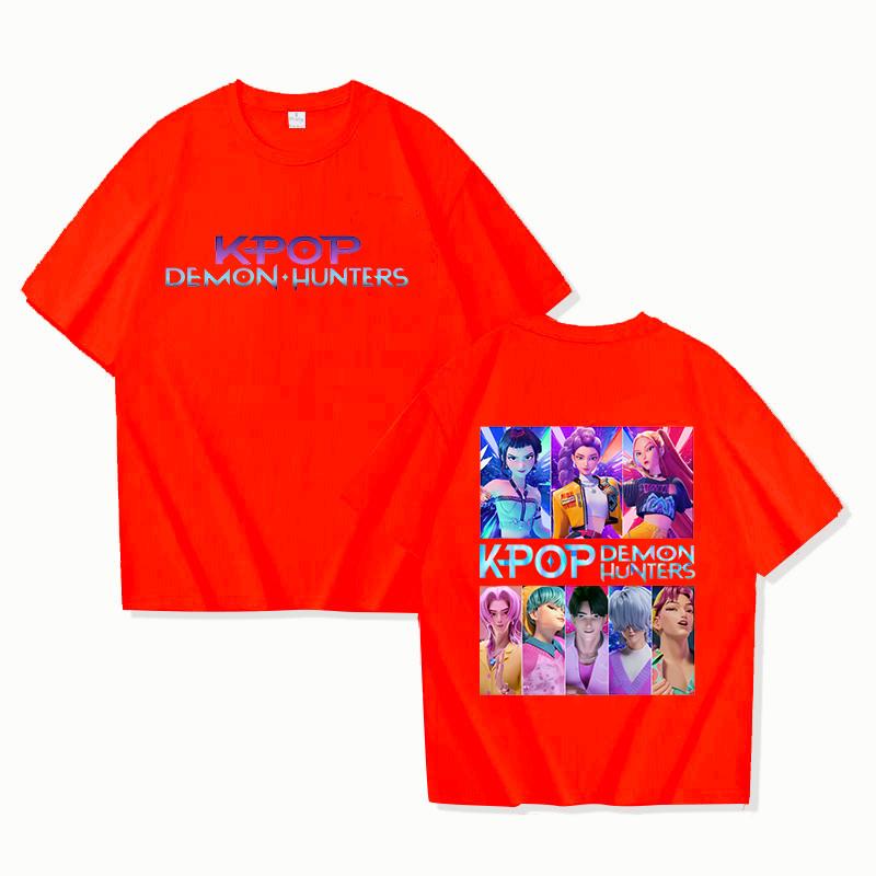 New K-Pop Demon Hunters Print T-shirts Women Men Summer Cool Short Sleeve Female Casual T-shirts Round Neck Tops